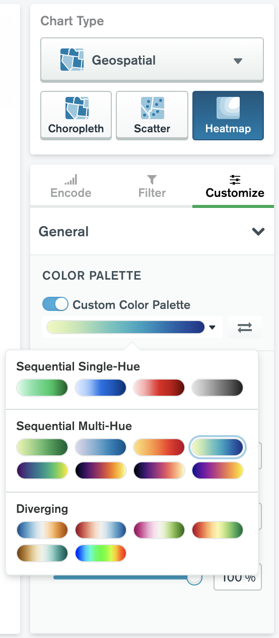 Custom color palette selection